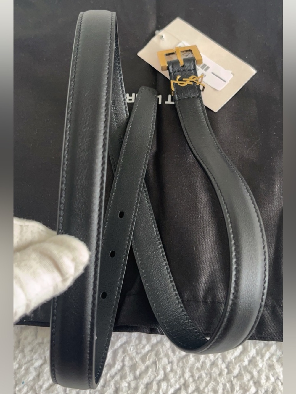 Saint Laurent  YSL Cassandre leather thin belt - Picture 7 of 13